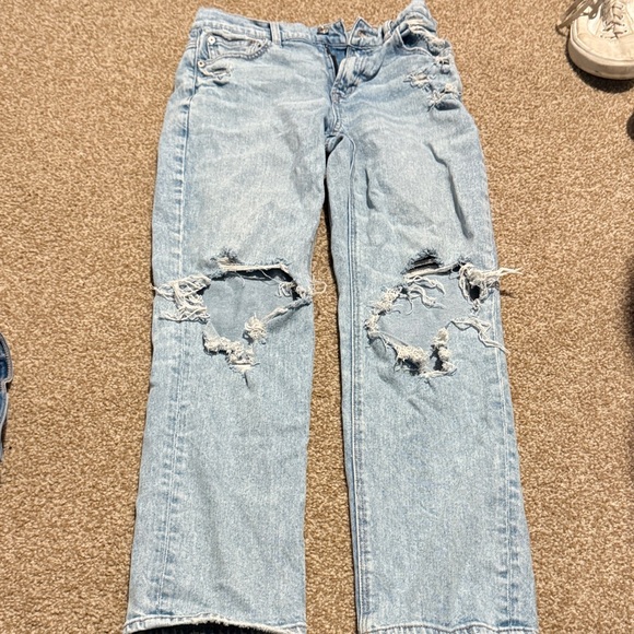 American Eagle Outfitters Denim - American Eagle Outfitters Light Blue Distressed Straight Leg Jeans